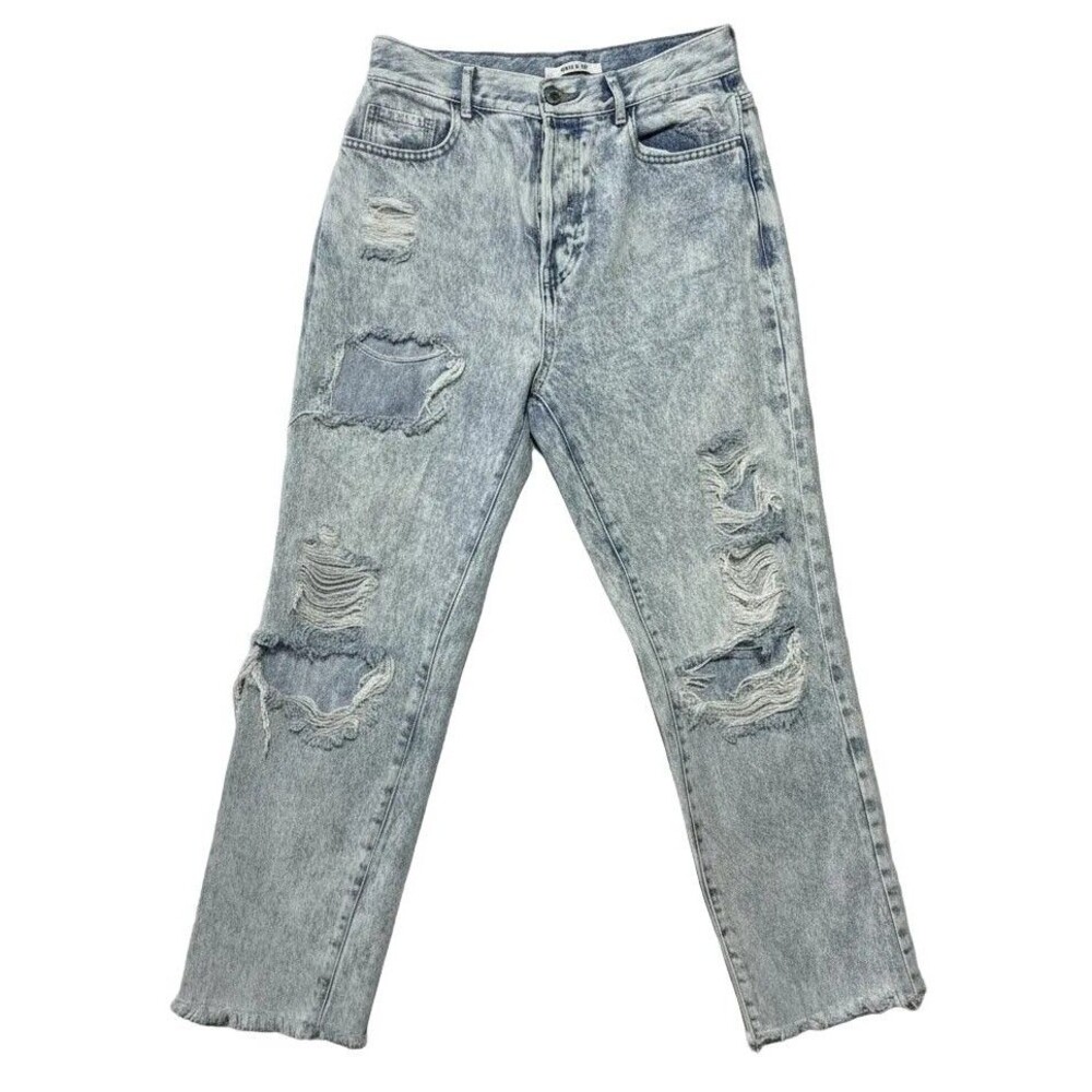 PacSun High-Rise Straight Leg Distressed Jeans - Size 26, Light Wash, Button Fly